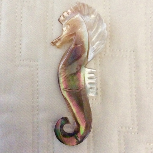 Jewelry - Vintage abalone seahorse pin